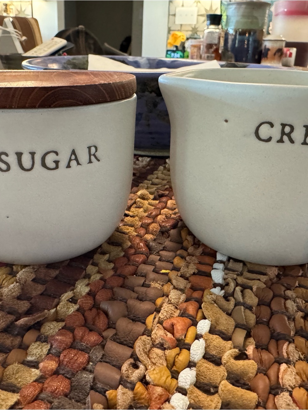 Magnolia White Stoneware Hearth and Hand Cream & Sugar Set with Wood Lid - Picture 2 of 8